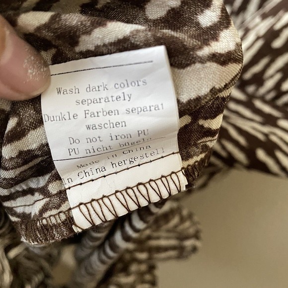 Grace Karin Womens Dress Size XL Printed Long Sleeve Button Front Brown White - Picture 9 of 9